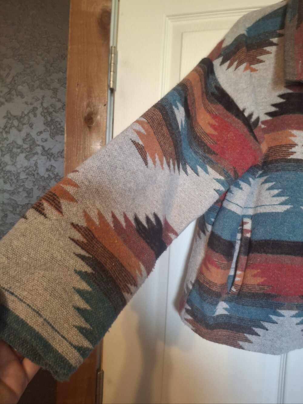 Blue B Aztec Pattern Button-Front Jacket - Picture 3 of 8